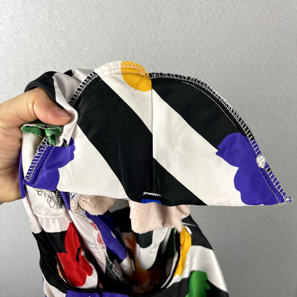 Vintage David Brown Saks Fifth Ave House Dress Womens Large Floral Stripe Artsy - Picture 16 of 16